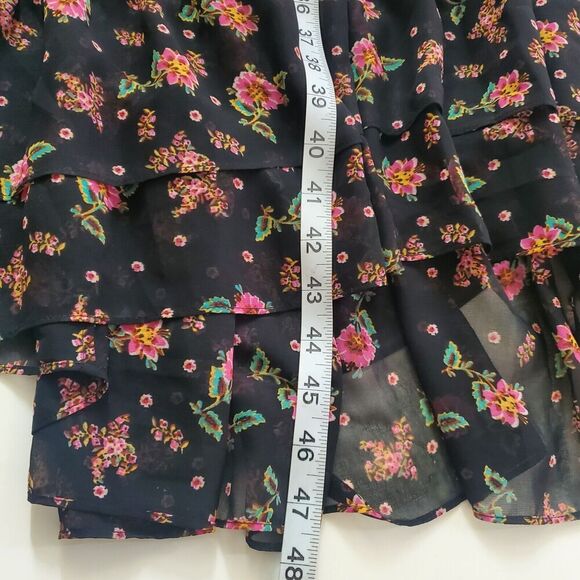 Rebecca Minkoff | Y2K Cottagecore Floral Hi-low Midi Dress  Black XS Fairy - Picture 10 of 13